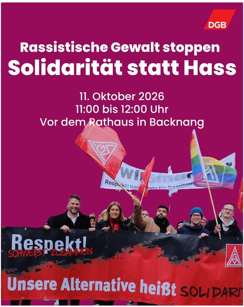 Kundgebung, So, 11. Oktober, 11.00 Uhr, Rathaus Backnang Kundgebung, So, 11. Oktober, 11.00 Uhr, Rathaus Backnang